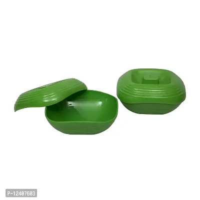 Homray Opulent Green Square Microwavable Serving Bowls with Lid of 1200ml (Set of 2)