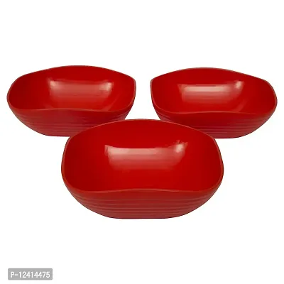 Homray Plastic Bowl, 1.2-Litre, Set of 3, Red-thumb0