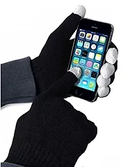 Buttons & Bows Touch Gloves/Woolen Unisex Touchscreen Hand Gloves for Winter/Touchscreen Compatible/Warm & Soft-01 Pair-thumb1