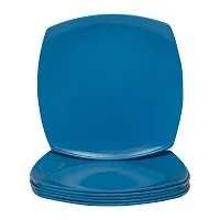 Homray Opulent Microwave Safe  Unbreakable Torquise Blue Square Quarter Plates-thumb1