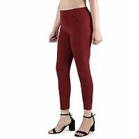 B&B-Buttons & Bows Women's Lycra Blend Fabric Stretchable Wrinkle Free Jegging/Treggings For Gym/Yoga/Casual/Office - Wine-thumb1