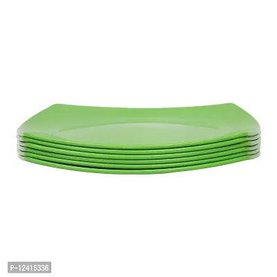 Homray Opulence Microwave Safe  Unbreakable Square Quarter Dinner Side Plates (Set of 6) (Green Apple)