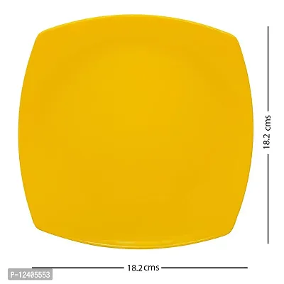 Homray Opulent Microwave Safe  Unbreakable Yellow Square Quarter Plates-thumb3