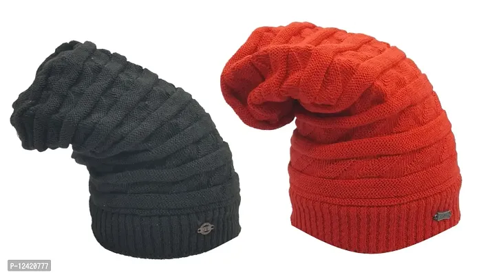 BB-Buttons  Bows Unisex's Beanie Hat (11210133_ACS-WLC-BB-KBN-02-BLK- Black Red_Free Size)