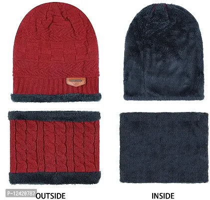 BB-Buttons  Bows Unisex Fleece Cap (ACS-WLC-BB-NKC_Red_Free Size)-thumb2