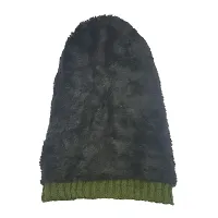 Buttons  Bows Winter Knitted Beanie Cap with fleece, Unisex Cap for Men  Women (Green, 1)-thumb1