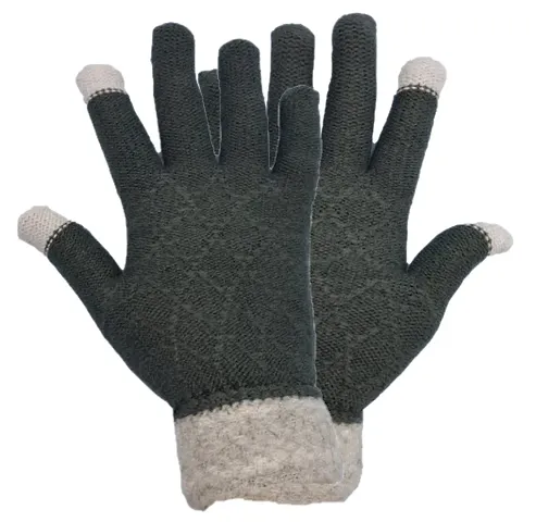 Buttons & Bows Touch Gloves/Woolen Unisex Touchscreen Hand Gloves for Winter/Touchscreen Compatible/Warm & Soft