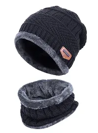 BB-Buttons  Bows Unisex's Beanie Hat (Winter Cap  Neck Scarf_Grey_Free Size)-thumb3