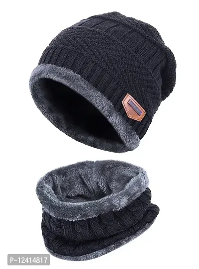 BB-Buttons  Bows Unisex's Beanie Hat (Winter Cap  Neck Scarf_Grey_Free Size)-thumb4