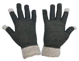 BB-Buttons  Bows Touch Gloves/Woolen Unisex Touchscreen Hand Gloves for Winter/Touchscreen Compatible/Warm  Soft-01 Pair, Blue, Free-thumb1