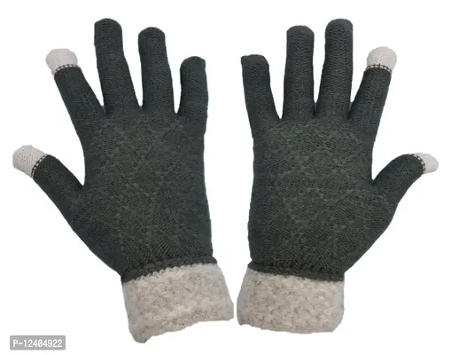 BB-Buttons  Bows Touch Gloves/Woolen Unisex Touchscreen Hand Gloves for Winter/Touchscreen Compatible/Warm  Soft-01 Pair, Blue, Free-thumb2