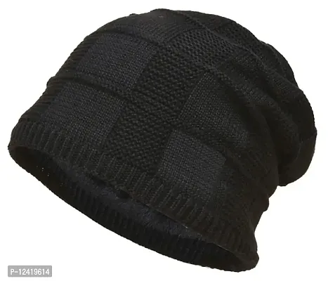 Buttons  Bows Winter Knitted Beanie Cap with Fleece, Unisex Cap for Men  Women (Short Beanie (Black), 1)-thumb2