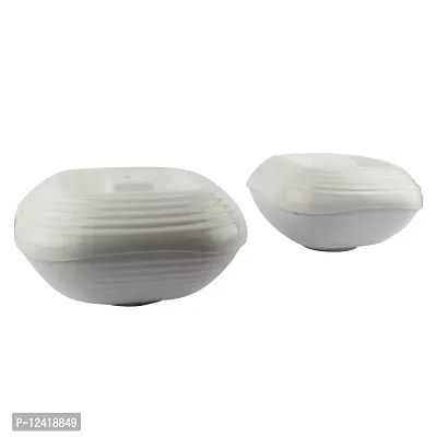 Homray Plastic Bowl with Lid, 1.2-Litre, Set of 2, White