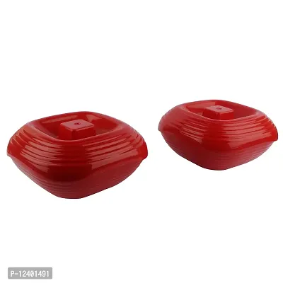 Homray Plastic Bowl with Lid, 1.2-Litre, Set of 2, Red-thumb0