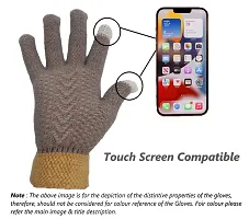 BB-Buttons  Bows Touch Gloves/Woolen Unisex Touchscreen Hand Gloves for Winter/Touchscreen Compatible/Warm  Soft-01 Pair, Brown-thumb2