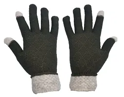 BB-Buttons  Bows Touch Gloves/Woolen Unisex Touchscreen Hand Gloves for Winter,-01 Pair-F F/Touchscreen Compatible/Warm  Soft, Dark Green-thumb3