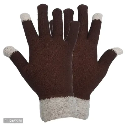 BB-Buttons  Bows Touch Gloves/Woolen Unisex Touchscreen Hand Gloves for Winter/Touchscreen Compatible/Warm  Soft-01 Pair, Brown