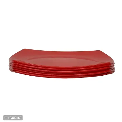 Homray Plastic Quarter Plates, Set of 6, Red