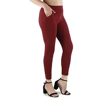 B&B-Buttons & Bows Women's Lycra Blend Fabric Stretchable Wrinkle Free Jegging/Treggings For Gym/Yoga/Casual/Office - Wine-thumb2