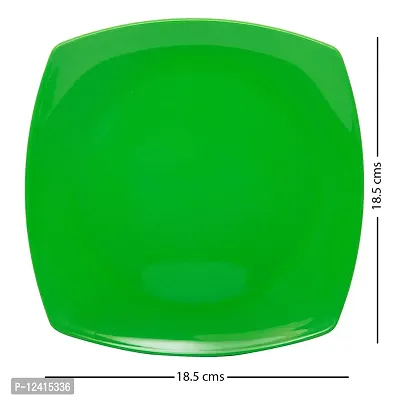 Homray Opulence Microwave Safe  Unbreakable Square Quarter Dinner Side Plates (Set of 6) (Green Apple)-thumb2