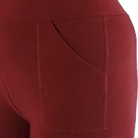 B&B-Buttons & Bows Women's Lycra Blend Fabric Stretchable Wrinkle Free Jegging/Treggings For Gym/Yoga/Casual/Office - Wine-thumb4