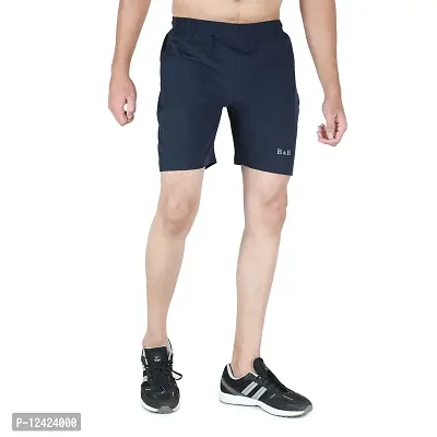 Buttons & Bows Sporty Men's Quick Dry Shorts/Knickers Laser Cut Design with 02 Zip Pocket/Light Weight Quick Dry/Regular Fit/Machine Wash -01 Piece (L, Dark Blue)