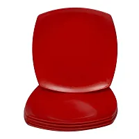 Homray Plastic Quarter Plates, Set of 6, Red-thumb1