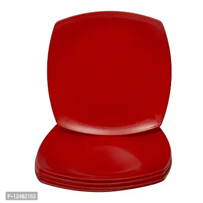 Homray Plastic Quarter Plates, Set of 6, Red-thumb2