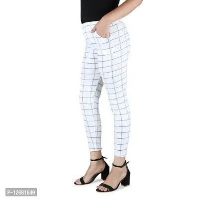 Classic Poly Lycra Checked Jegging for Women-thumb4