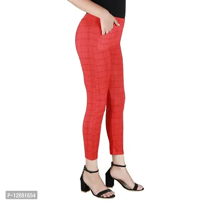 Classic Poly Lycra Checked Jegging for Women-thumb0