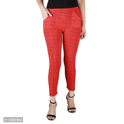 Classic Poly Lycra Checked Jegging for Women-thumb2