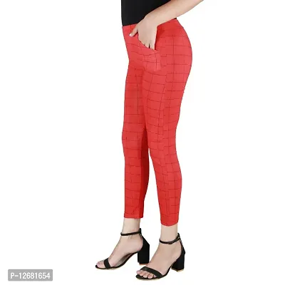 Classic Poly Lycra Checked Jegging for Women-thumb5