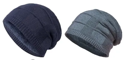 Buttons and Bows Winter Unisex Short Beanie Cap Combo for Men, Women-thumb1