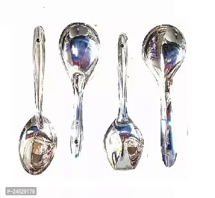 Elegance in Every Scoop: Pack of 4 Heavy-Quality Stainless Steel Serving Spoons
