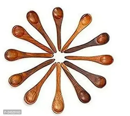 Artistry in Every Scoop: Handmade Wooden Tea, Sugar, and Masala Spoon Set - 12 Pieces in Elegant Brown