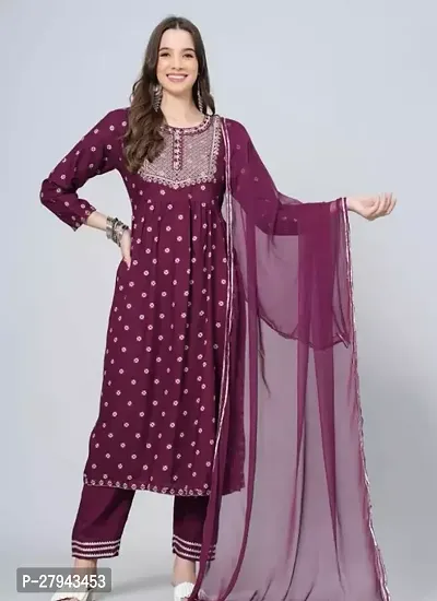 Fancy Cotton Kurta Bottom And Dupatta Set For Women-thumb0