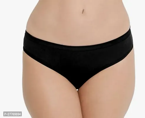 Stylish Black Cotton Solid Brief For Women-thumb0