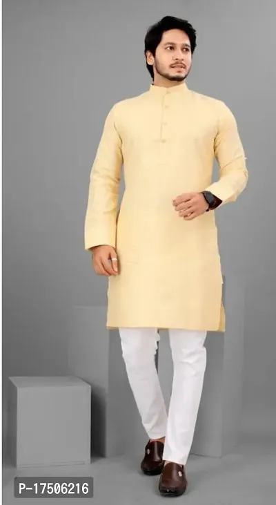 Stylish Off White Cotton Embellished Kurtas For Men