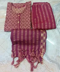 Trendy Designer Jacquard Khadi Kurta Pant Set with Dupatta-thumb1