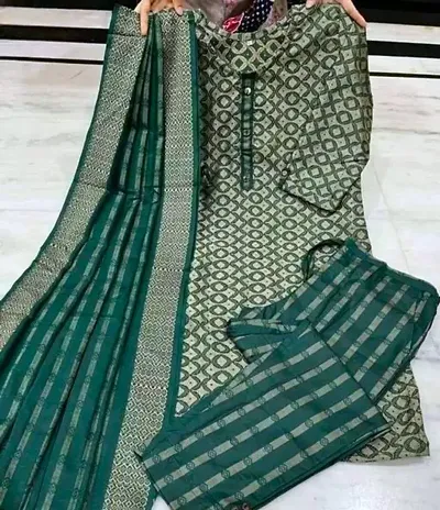 Trendy Designer Jacquard Khadi Kurta Pant Set With Dupatta