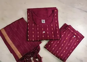 Trendy Designer Khadi Kurta Pant Set with Dupatta-thumb1