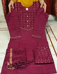 Trendy Designer Khadi Kurta Pant Set with Dupatta-thumb2