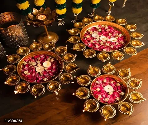 Diwali Diyas Metal Urli for Diwali Decoration Items for Home - 1 Pc Diwali Diya Metal for Home Decoration/Dipawali Decoration Items for Home/Diwali Gift Items Metal Diya for Puja