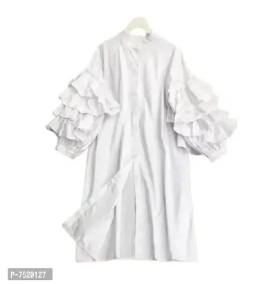 Milkyway Women Stylish and Trendy Button up Ruffled Sleeve Dress-thumb0