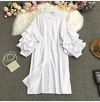 Milkyway Women Stylish and Trendy Button up Ruffled Sleeve Dress-thumb1