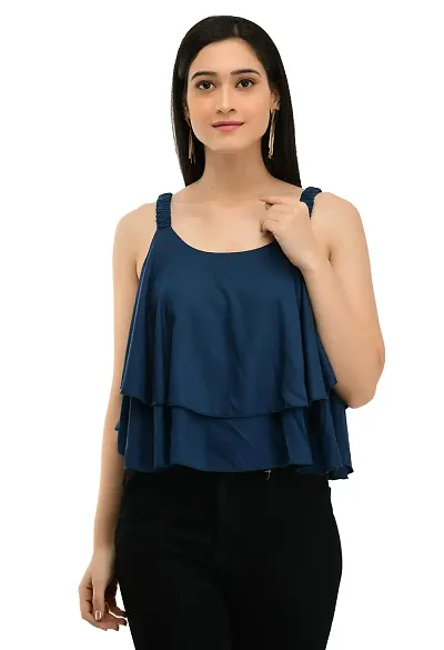 Milkyway Women Rayon Flared Crop top