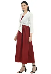 Stylish Maroon Crepe Solid Dress and Shrug Set For Women-thumb3