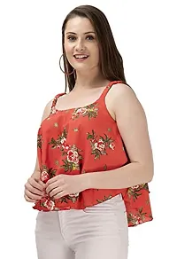 Milkyway Orange Printed polycrepe Layered top-thumb4