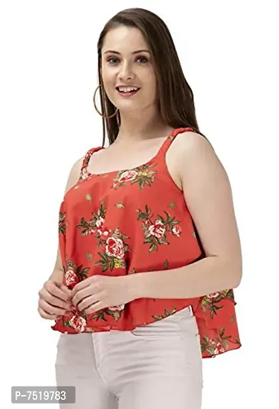 Milkyway Orange Printed polycrepe Layered top-thumb5