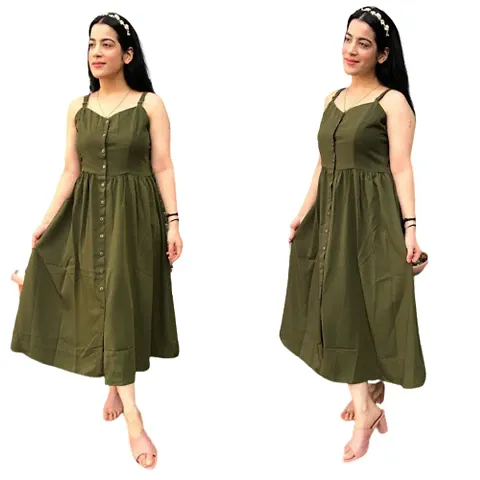 Womens Stylish Calf Length Sleeveless Midi Dress